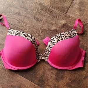 Victoria's Secret pink cheetah bra 36C underwire light padding